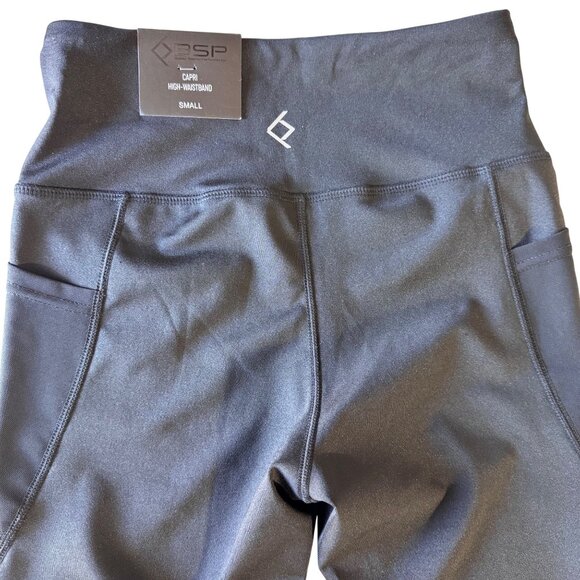 BSP High-Waist Capri Leggings W/Media Pocket Black Small Polyester/Spandex New - Picture 7 of 12
